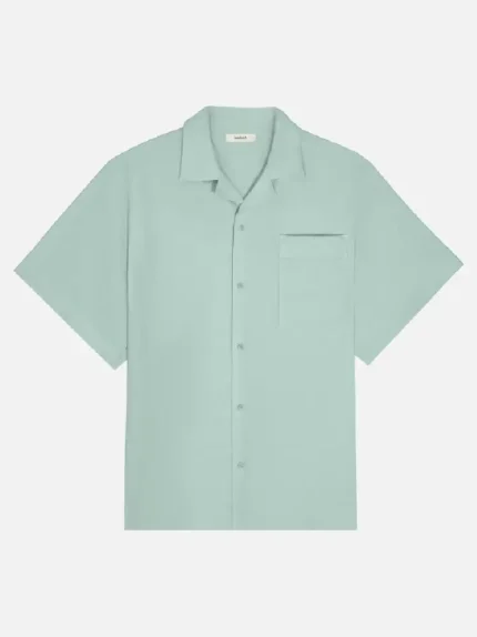 Pangaia DNA Aloe Linen Camp Collar Shirts Eucalyptus Blue (1)