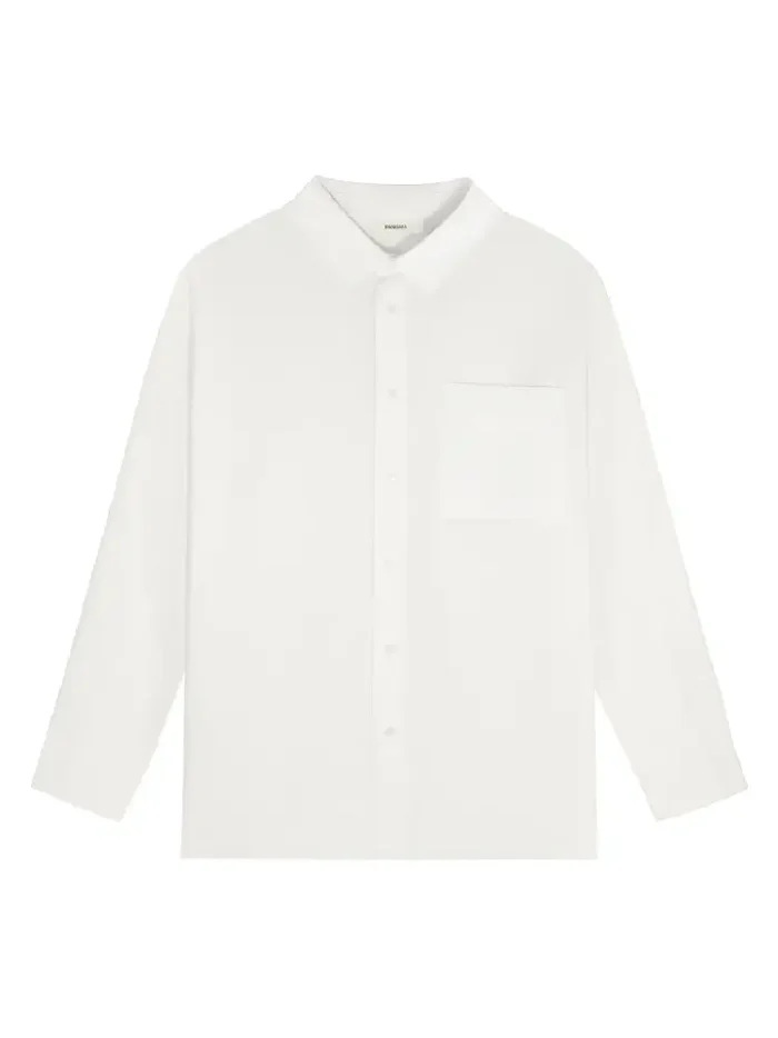 Pangaia DNA Aloe Linen Collared Long Sleeve Shirts Off White (1)